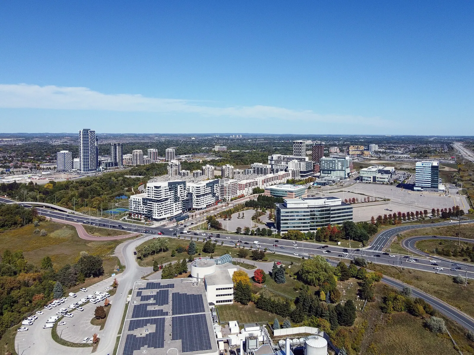 Aerial view of downtown Markham, Ontario