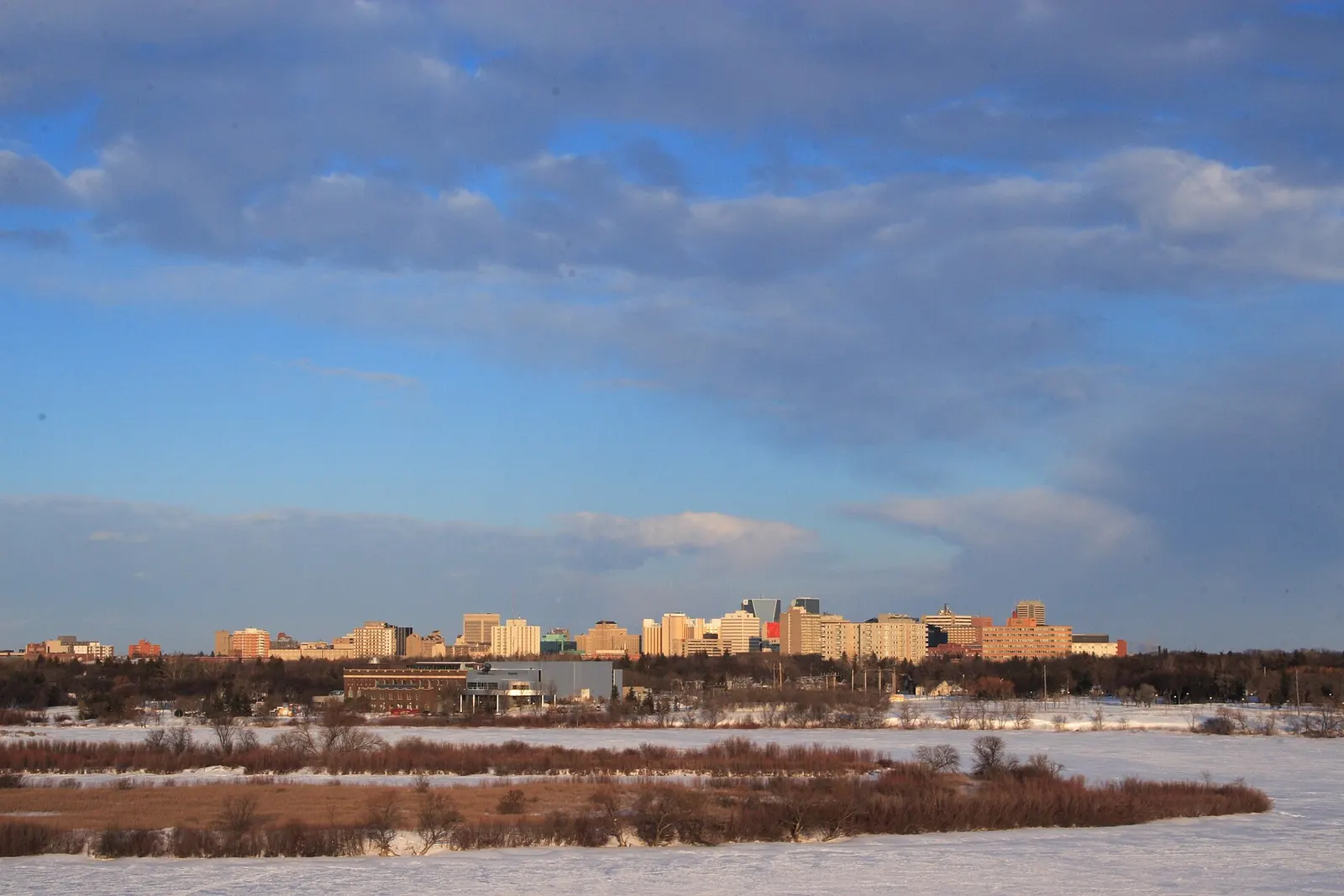 Downtown Regina at sunrise, seen from Wascana Hill
