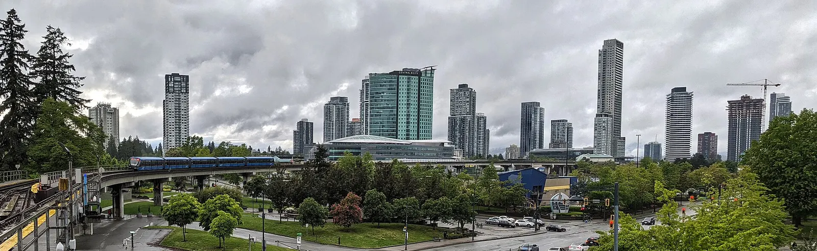The Surrey City Centre skyline, seen from King George station