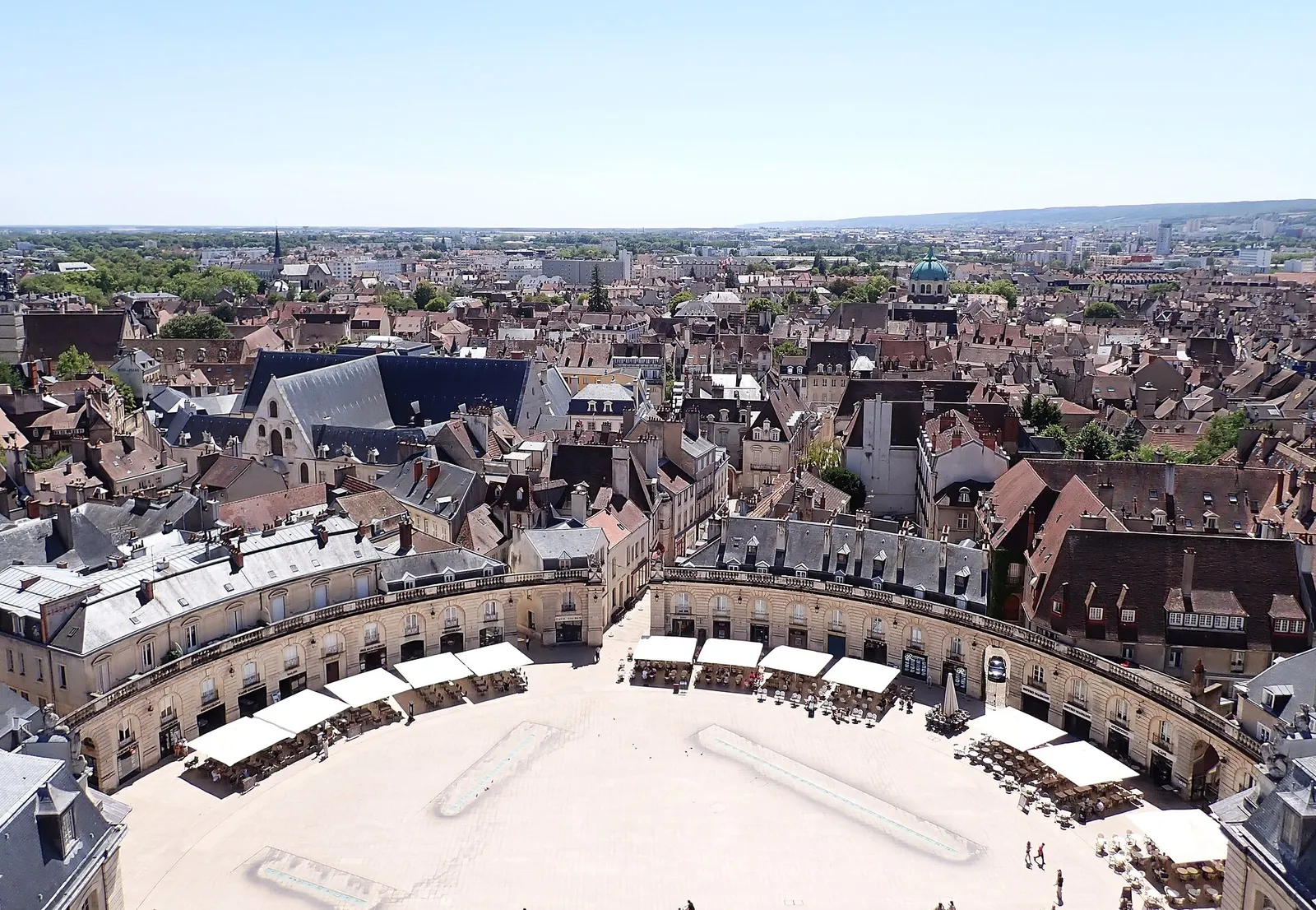 Place de la Libération in central Dijon seen from the Tour Philippe le Bon