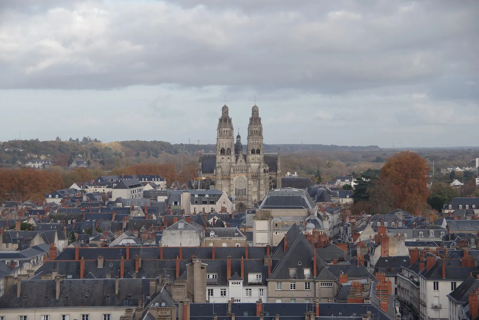 The rooftops of Tours and Saint-Gatien cathedral seen from the Tour Charlemagne