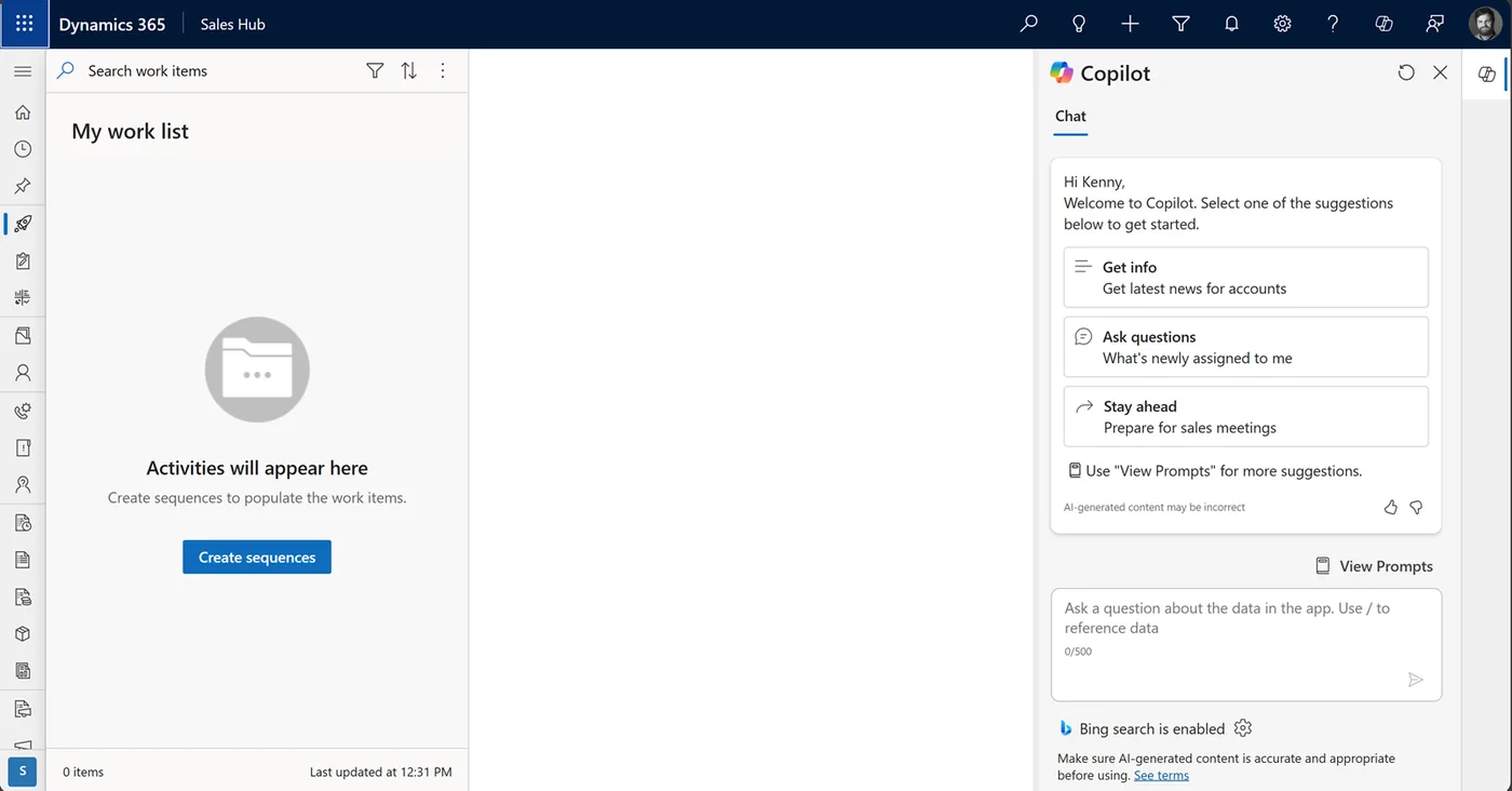 The Dynamics 365 Sales Hub (product screenshot)
