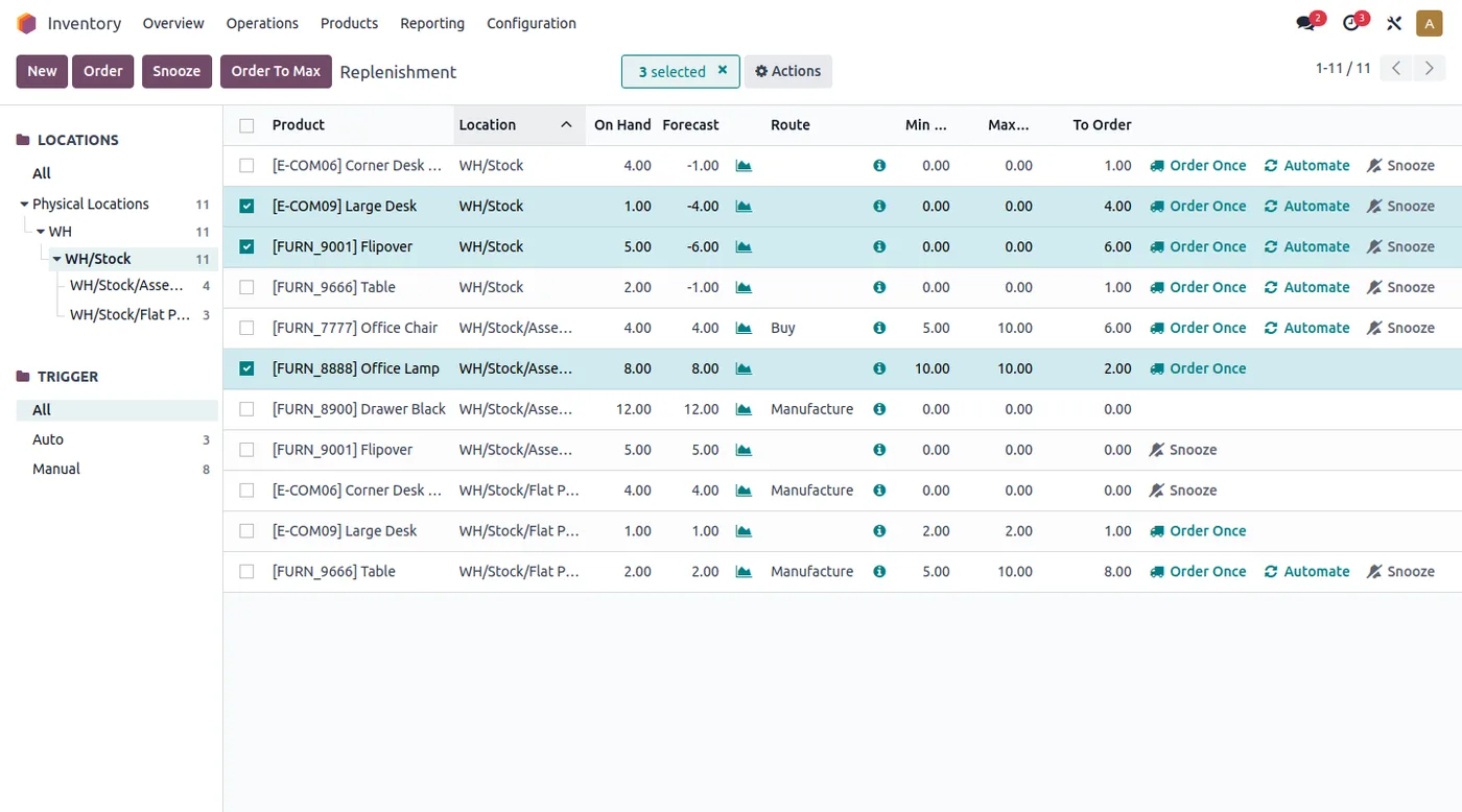 Replenishment in Odoo Inventory (product screenshot)