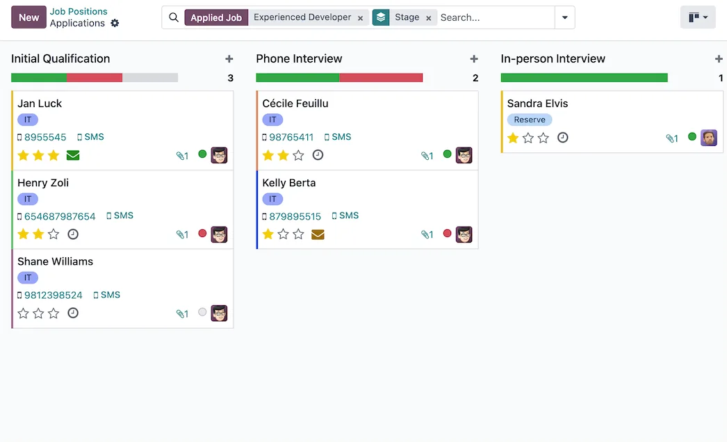 Applicants in Odoo Recruitment