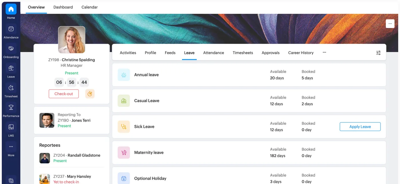 Zoho People interface