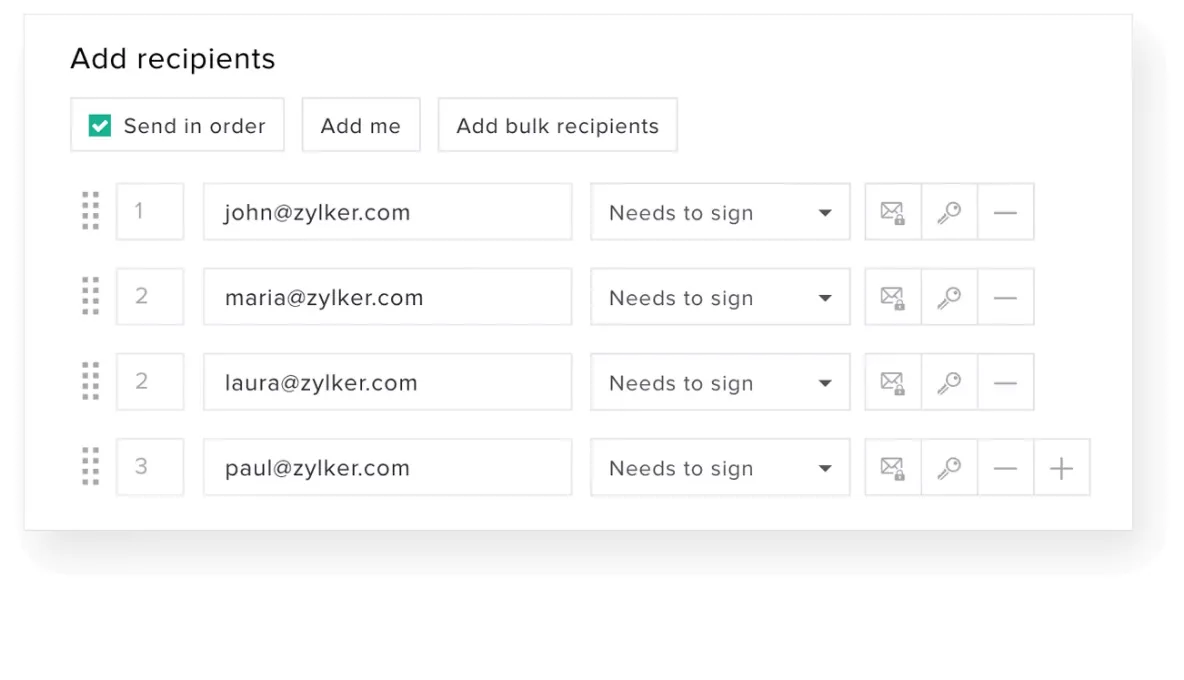 Zoho Sign interface